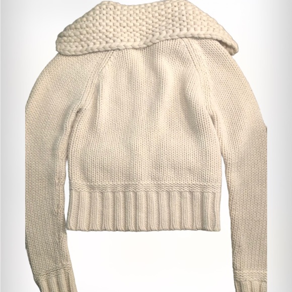 DEMANDING by Say What? Vintage Cropped Zip Up Cream Cardigan SZ L - Picture 4 of 6